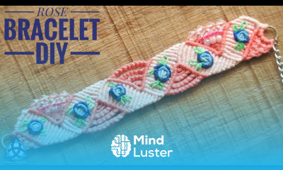 Blue Rose Micro Macrame Hand Embroidery Bracelet PART 1 DIY