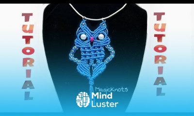 Micro Macrame Blue OWL Pendant 5  DIY 