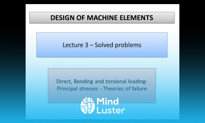 Design of machine elements Lecture 3 Solved problem Bending torsional loading Theories of failure
