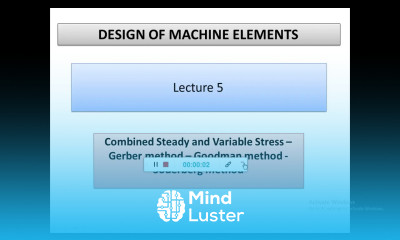 Design of machine elements Lecture 5 Combined Steady Variable Stress Gerber Goodman Soderberg method