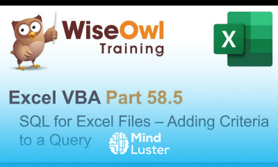 Excel VBA Introduction Part 58 5 SQL for Excel Files Adding Criteria to a Query