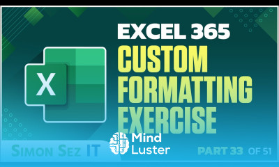 Learn Excel 365 for Beginners Exercise for Custom Formatting 33 of 51