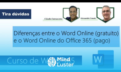 01 Tira Dúvidas Curso Word Online Diferenças entre o Word Online Gratuito e Pago 365