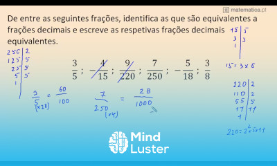 Identificar Frações Decimais Equivalentes
