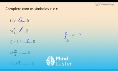 Completar Com Símbolo Pertence e Não Pertence