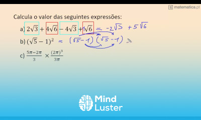 Simplificar Expressões com Números Irracionais