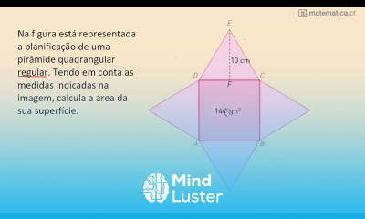 Área da Superfície de uma Pirâmide Quadrangular Regular