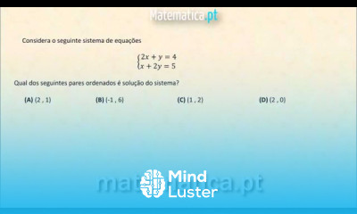 Identificar o Par Ordenado Solução de um Sistema de Equações