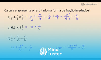Multiplicação e Soma de Frações Resultado em Fração Irredutível