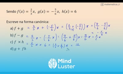 Escrever na Forma Canónica Operações com Funções Lineares