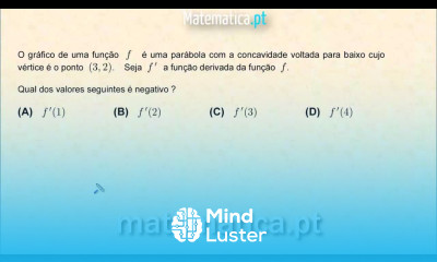 Primeira Derivada de uma Função com Gráfico de uma Parábola