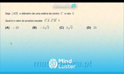 Cálculo do Produto Escalar dado o Diâmetro de uma Esfera