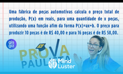 FUNÇÃO DO 1º GRAU LEI DE FORMAÇÃO PROVA PAULISTA 2025