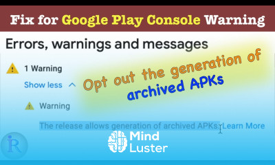 Fix for The release allows generation of archived APKs warning in Google Play Console