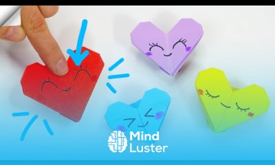 Jumping paper heart Origami valentines day