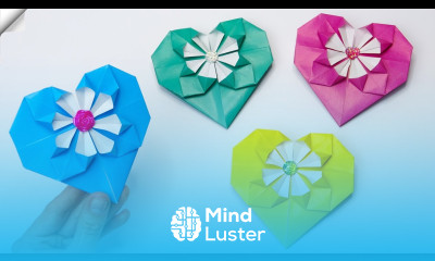 Paper HEART WITH flower easy paper craft ideas