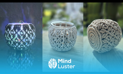 Macrame Lantern Jar Cover Boho Candle Holder 2 Color Pattern Tutorial