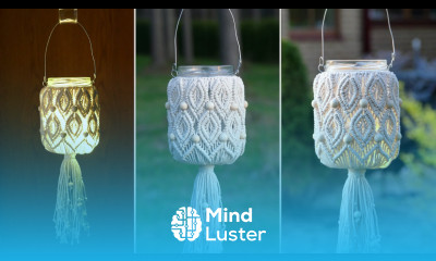 Hanging Macramé Lantern Leaf Pattern with Beads Lighting ideas
