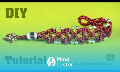 X Patterned Square Knot Bracelet with Beads and Button clasp