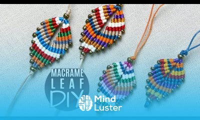 Multicolored Macrame Leaf DIY Bracelet Keychain Earrings