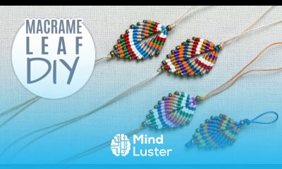 DIY Colorful Macramé Leaf Bracelet Earrings Keychain
