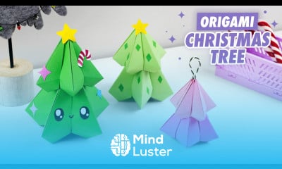 Оригами Елка из бумаги Поделки на Новый год без клея Origami Paper Christmas Tree