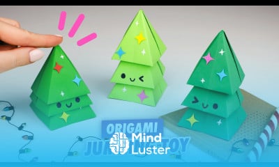 Оригами Прыгающая ЕЛКА из бумаги Новогодняя игрушка антистресс Origami Paper Christmas tree