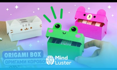 Оригами Коробочка Лягушка Котик и Мишка из бумаги Origami Paper Box Frog Cat Pusheen Bear