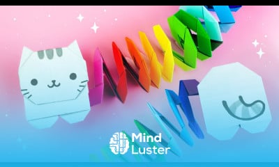 ОРИГАМИ КОТИК РАДУЖНАЯ ПРУЖИНКА DIY ИГРУШКА ИЗ БУМАГИ ORIGAMI RAINBOW CAT