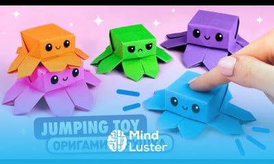 Оригами Прыгающий Осьминог из бумаги Игрушка Антистресс Origami Paper Jumping Octopus