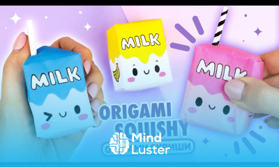 Оригами Сквиши Коробочка Молока из бумаги Сквиши без скотча и клея Origami Squishy Milk Box