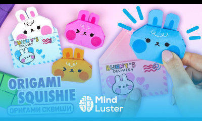 Оригами Сквиши Зайчик в конверте из бумаги Сквиши без скотча и клея Origami Squishy Rabbit