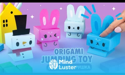 Оригами Зайчик и Снеговик из бумаги Игрушка Антистресс Новый год Origami Paper Rabbit Snowman