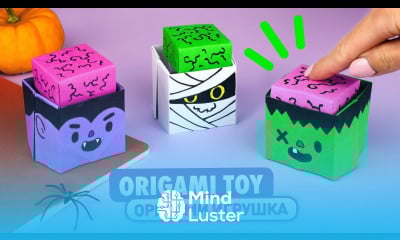 Оригами Игрушка Монстры Антистресс из бумаги Origami Halloween Paper Monsters Fidget Toy