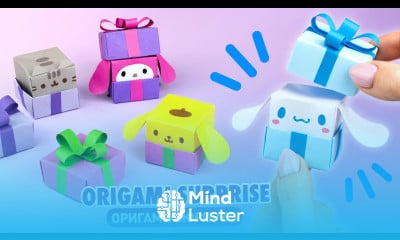 Оригами Коробочка Сюрприз Синнаморолл Кот Пушин Origami Paper Box Cinnamoroll Cat My Melody