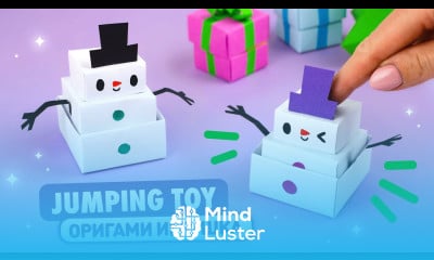 Оригами Снеговик из бумаги Игрушка Антистресс на Новый год Origami Paper Jumping Snowman