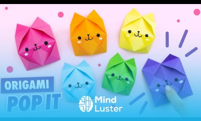 Оригами Pop It Котик из бумаги Origami Paper Pop It DIY TikTok Fidget Toy Антистресс игрушка