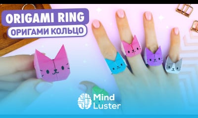 Оригами КОЛЬЦО Котик из бумаги Origami Paper Cat Ring