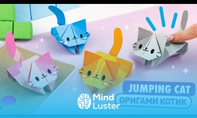 Оригами Прыгающий Котик из бумаги Origami Jumping Paper Cat