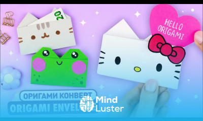 Оригами Конверт Котик и Лягушка из бумаги Кошелек из бумаги Origami Paper Cat and Frog Envelope