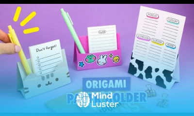 Оригами Подставка из бумаги Котик Пушин Origami Paper Stand