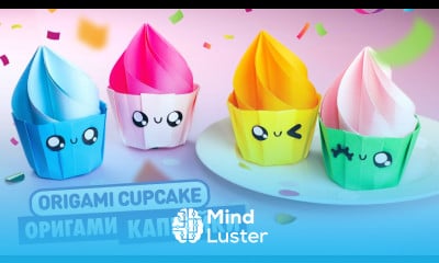 Оригами КАПКЕЙК Коробочка из бумаги DIY Подарок на День рождения Origami Paper Cupcake