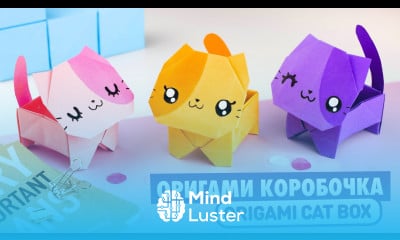 Оригами КОТИК Коробочка из бумаги Origami Paper Cat Box