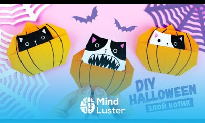 ОРИГАМИ ТЫКВА С КОТИКОМ НА ХЭЛЛОУИН DIY HALLOWEEN ORIGAMI PAPER CAT WITH PUMPKIN