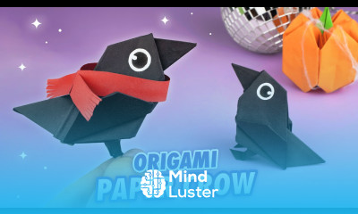 Оригами Птичка из бумаги Бумажная ворона Origami paper bird