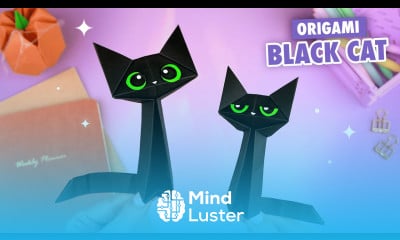 Оригами Котик из бумаги Поделки на Хэллоуин Origami Paper Cat