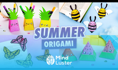 Оригами Арбуз Пчела Бабочка и Ананас Летние поделки Origami Butterfly Watermelon Pineapple