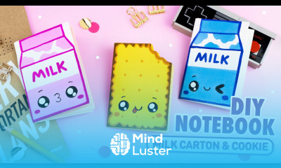 Оригами Блокнот МОЛОКО и ПЕЧЕНЬЕ из бумаги без клея DIY Origami Notebook Milk Carton Cookie