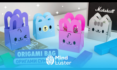 Оригами Сумочка Котик Зайчик и Мишка из бумаги DIY Origami Paper Bag Cat Bunny Bear