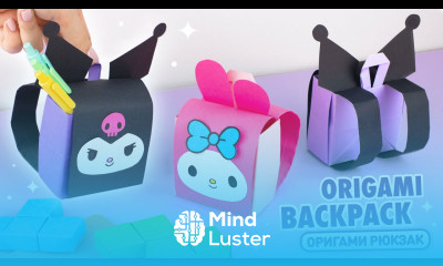 Оригами Рюкзак Куроми и Мелоди из бумаги Origami Paper Backpack Kuromi My Melody